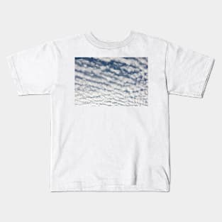 Cirrocumulus clouds against blue sky cloudscape Kids T-Shirt